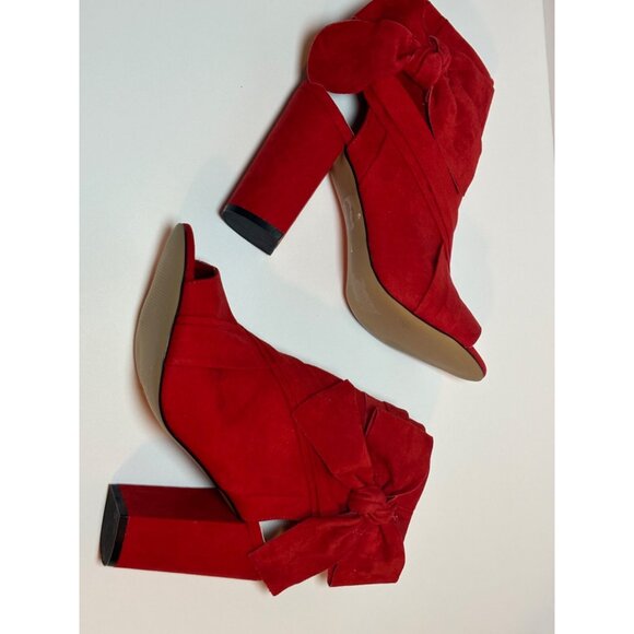 River Island Red Soft Suede block heel booties US size 7 - Picture 6 of 9